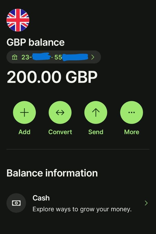 How I Use Wise To Send Money To Korea From Other Countries 9 British pound balance on Wise app