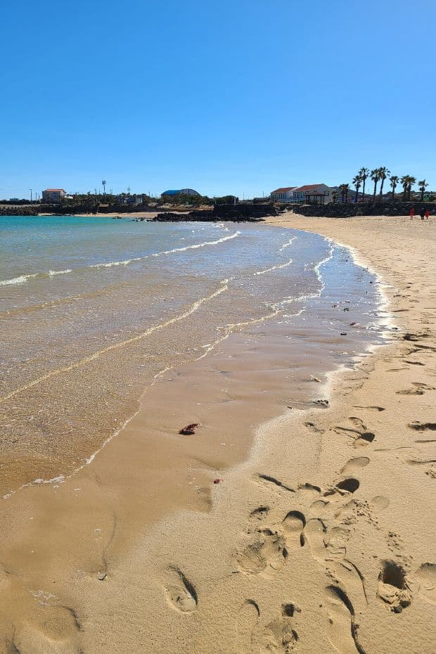 What To Do On Jeju Island In Winter: Jeju Winter Itinerary 2024 11 Hagosudong Beach with blue skies on Udo Island