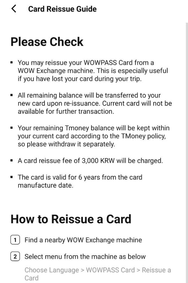 WOWPASS Korea Review: How To Use WOWPASS With T-Money 2024 77 How To Reissue Your WOWPASS