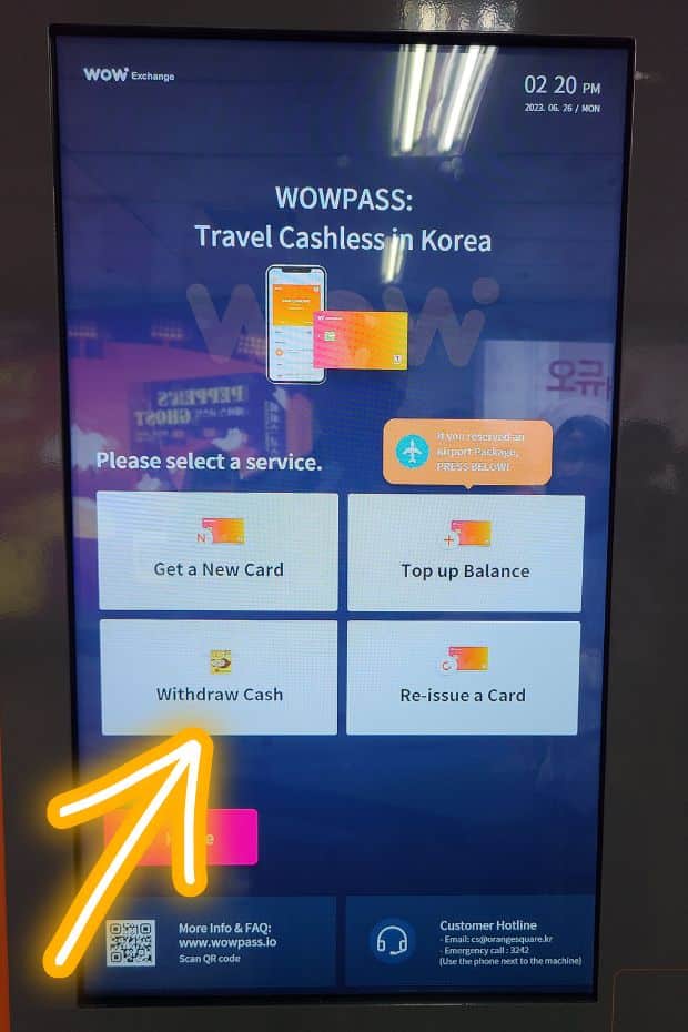 WOWPASS Korea Review: How To Use WOWPASS With T-Money 2024 66 How to withdraw cash with WOWPASS