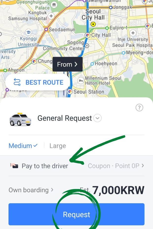 How to pay to the driver with Kakao Taxi How to pay to the driver with Kakao Taxi