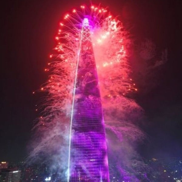 Lotte World Tower New Year's Eve Fireworks Lotte World Tower New Year's Eve Fireworks