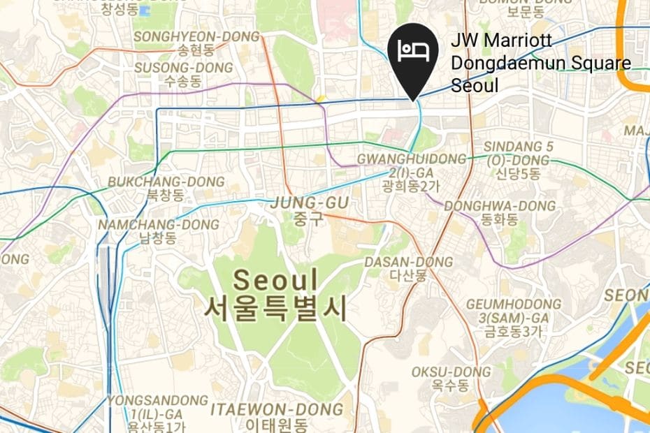 JW Marriott Dongdaemun Square Seoul Hotel Review 2024 20 Map location of the JW Marriott Dongdaemun Square Seoul