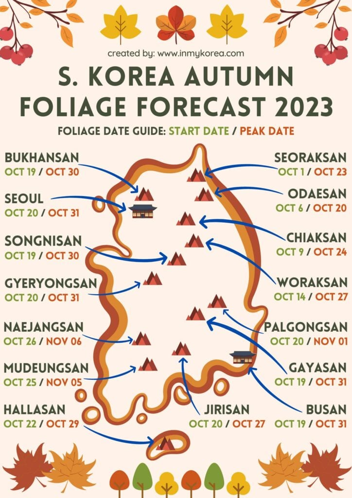 Official South Korea Autumn Foliage Forecast 2023 Official South Korea Autumn Foliage Forecast 2023