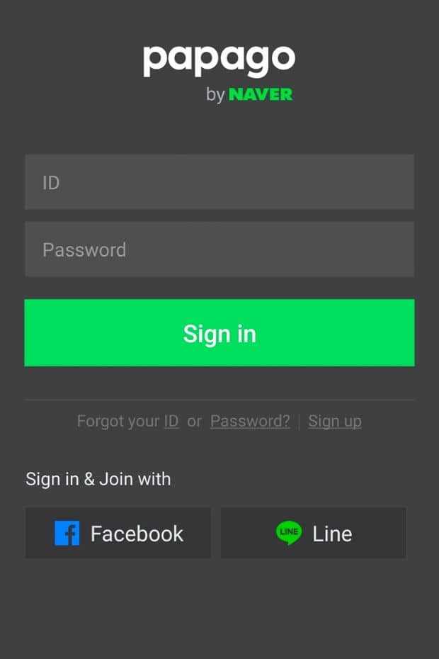 How To Use The Papago App To Translate Korean To English 31 Papago sign in screen for Naver Account