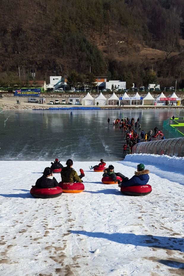 The Best Winter Festivals In Korea You Must Visit In 2024 9 People sledding at Hwacheon Ice Festival Korea