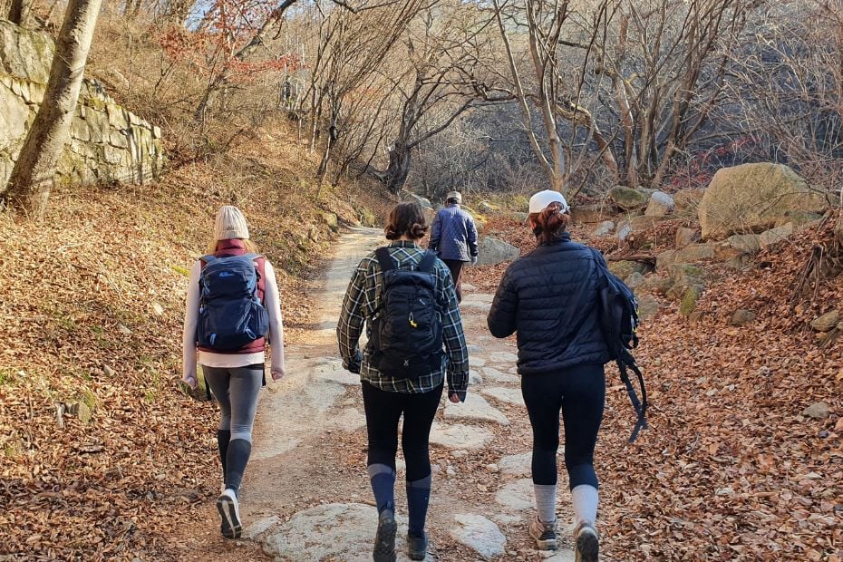How To Hike Bukhansan Baegundae Peak: Seoul's Best Hike 2024 12 People walking in Bukhansan National Park
