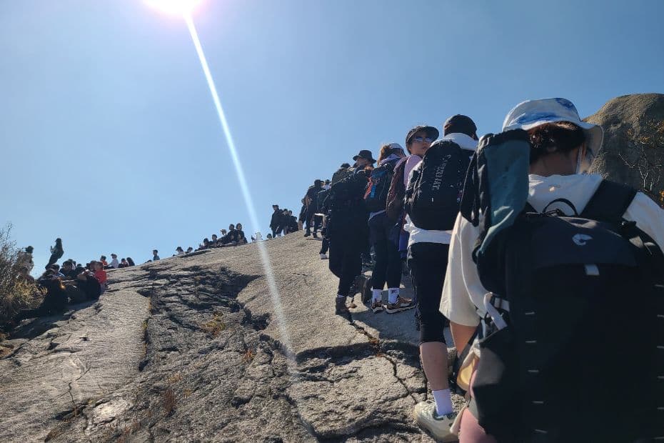 How To Hike Bukhansan Baegundae Peak: Seoul's Best Hike 2024 40 Queue of hikers on Baegundae Peak