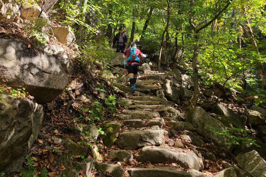 How To Hike Bukhansan Baegundae Peak: Seoul's Best Hike 2024 26 Rocky steps on the hike to Baegundae Peak