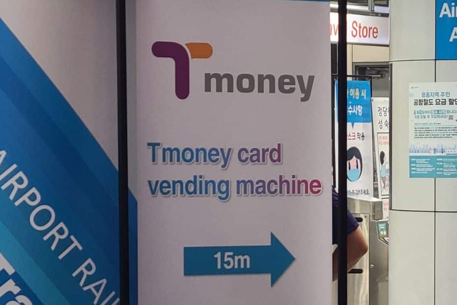 Korea's T-Money Card: The Ultimate Guide 2024 5 Sign showing where to buy t-money cards at Incheon Airport