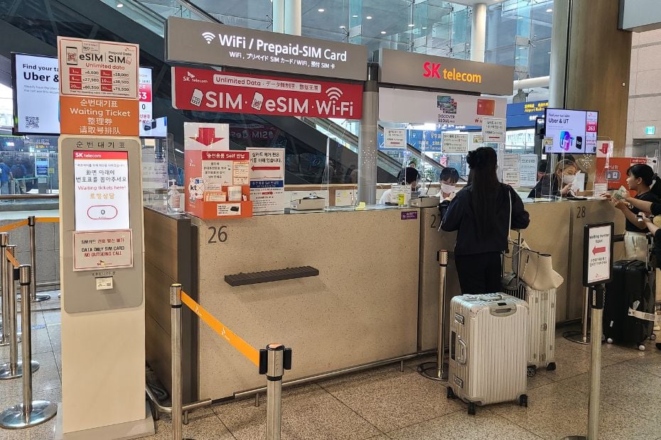 4G SK SIM Card Review: The Best Korean SIM For Tourists 2024 11 SK Telecom SIM Card Booth Incheon Airport