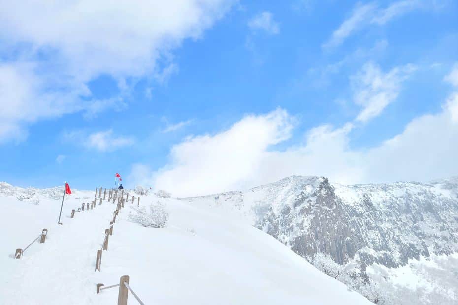 What To Do On Jeju Island In Winter: Jeju Winter Itinerary 2024 4 Snowy Slope of Hallasan Mountain On Jeju Island In Winter