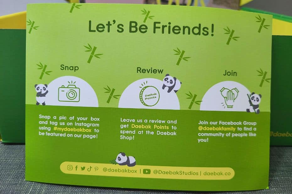 Daebak Box Review 2024: Korean Gift Box Delivered To You 6 Social Media Invitation