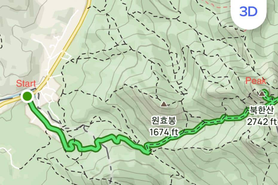 How To Hike Bukhansan Baegundae Peak: Seoul's Best Hike 2024 25 Topographical map of Baegundae Peak Difficult Course