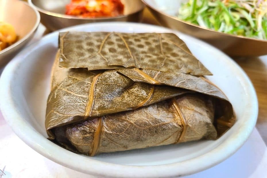 10 Things To Do In Buyeo 2024: UNESCO World Heritage City 31 Lotus leaf wrapped rice in a traditional Korean restaurant