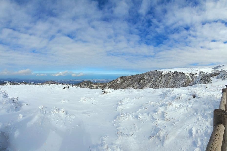 How To Hike Hallasan In Winter: Jeju Island Snow Hiking 2024 14 View from a hike on Hallasan in winter