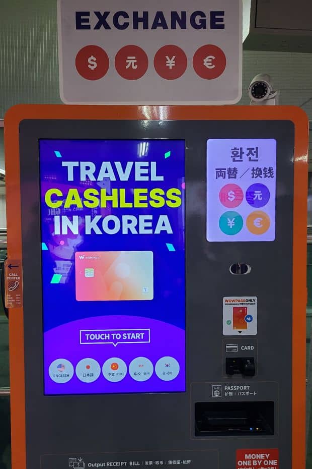 WOWPASS Korea Review: How To Use WOWPASS With T-Money 2024 65 WOWPASS Exchange Machine In Hongdae