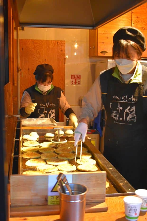 How To Get From Seoul To Nami Island By Car, Train, Tour 2024 28 People making Korean hotteok on Nami Island