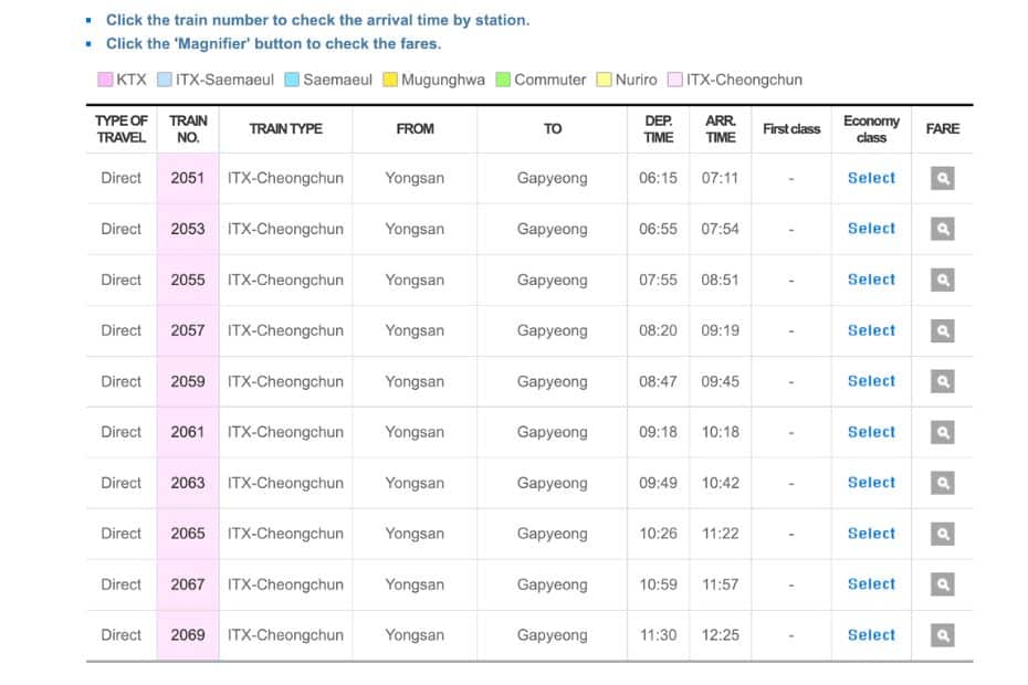 How To Get From Seoul To Nami Island By Car, Train, Tour 2024 8 Train Times From Yongsan To Gapyeong Station (1)